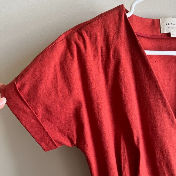 Sezane Rust Wrap Dress - Picture 3 of 13